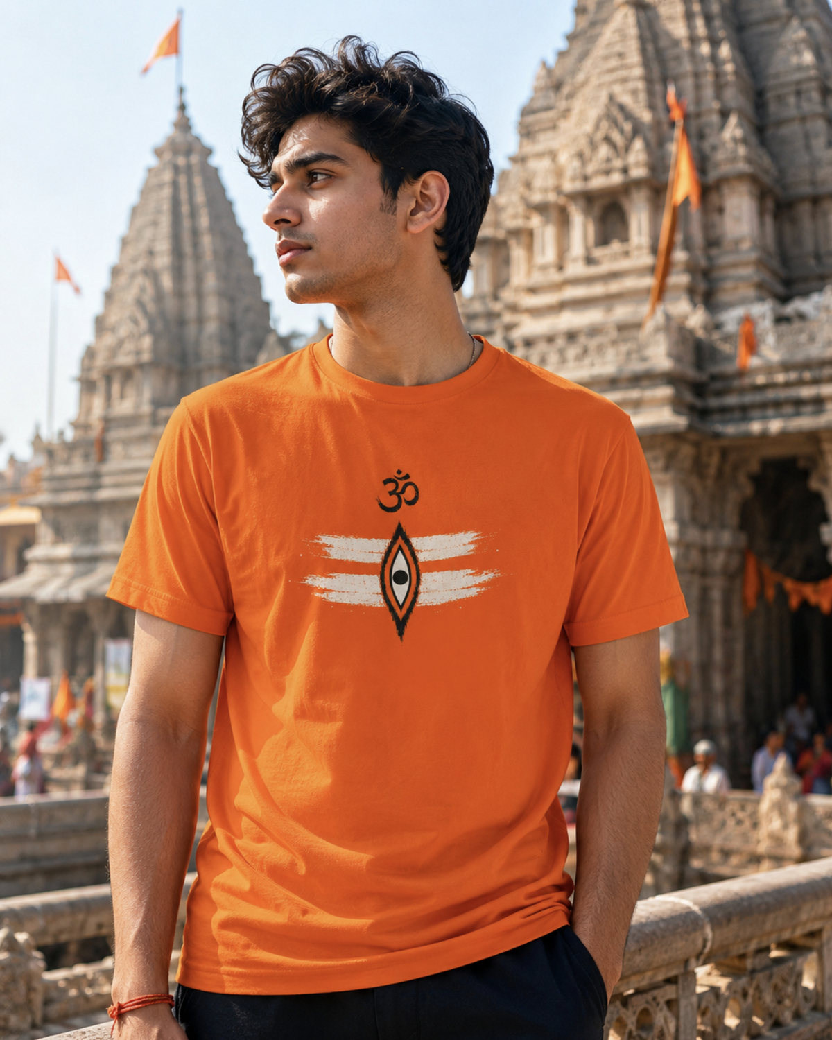 Om Bol Bam Printed T-Shirt for Men – Orange