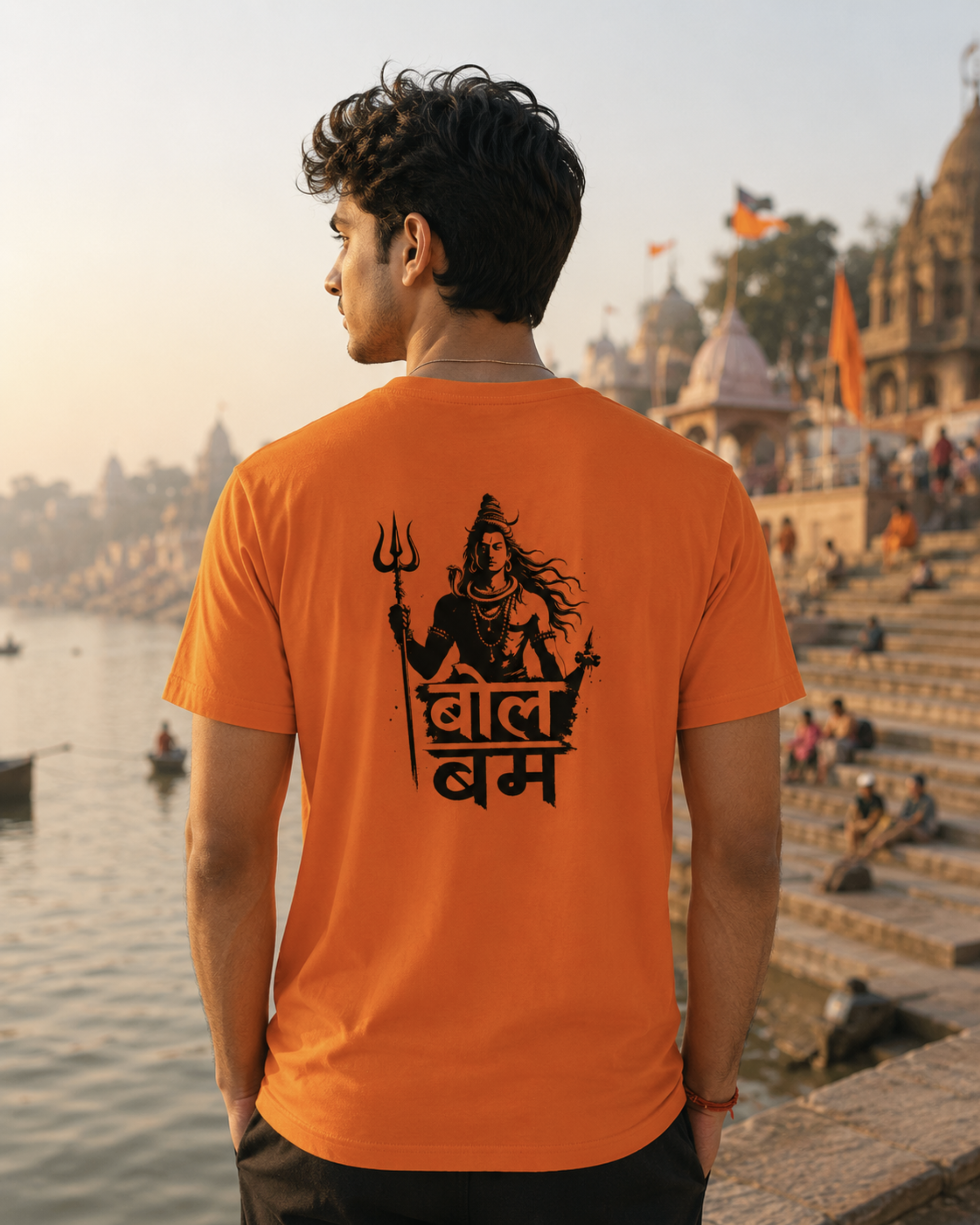 Om Bol Bam Printed T-Shirt for Men – Orange