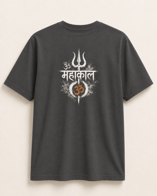 Om Mahakal Premium Printed T-Shirt for Men – Charcoal Grey