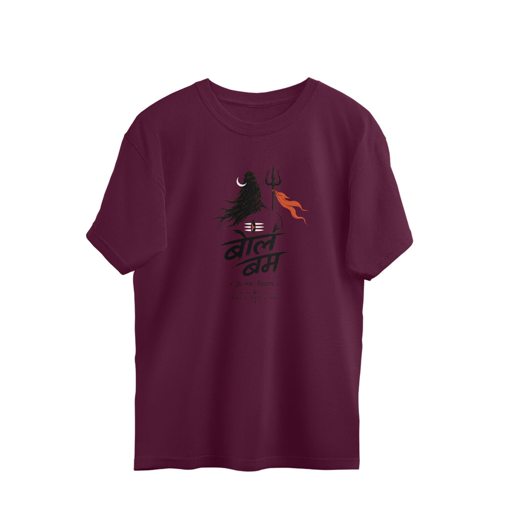 Bol Bam Shiva Printed Oversized T-Shirt – Burgundy